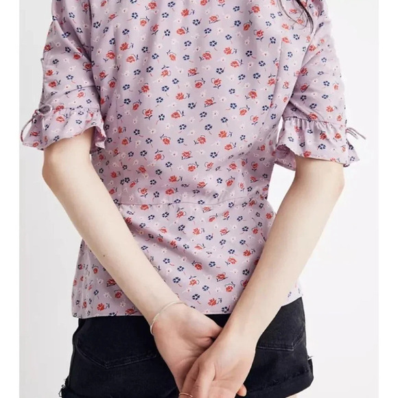 NWT Madewell  Tie-Sleeve Wrap Top in Prairie Posies - Picture 4 of 11